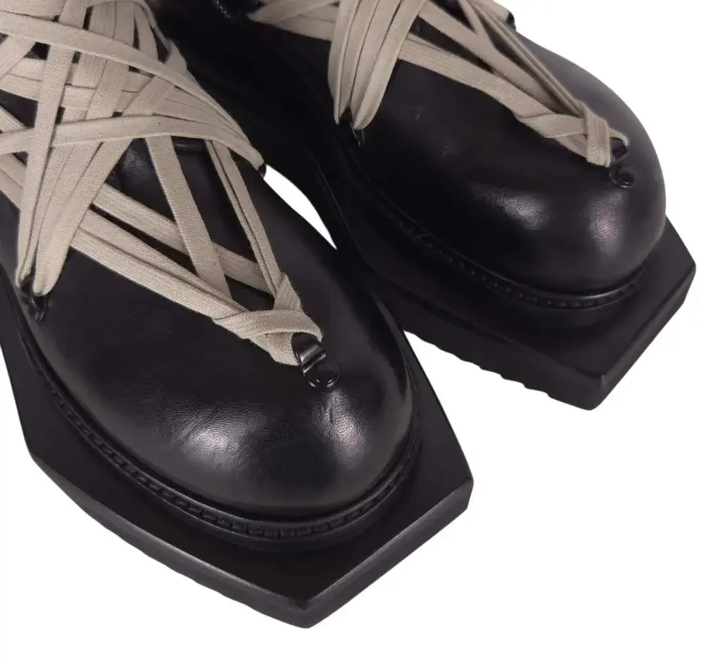 Rick Owens Megalace Turbo Cyclops Boots US 13 EU 46 Mens Black Leather Platform